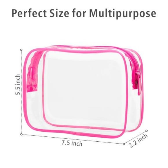 Clear Makeup Bag Zipper 3 Pack Beauty Clear Cosmetic Bag TSA Approved Toiletry - Picture 3 of 5